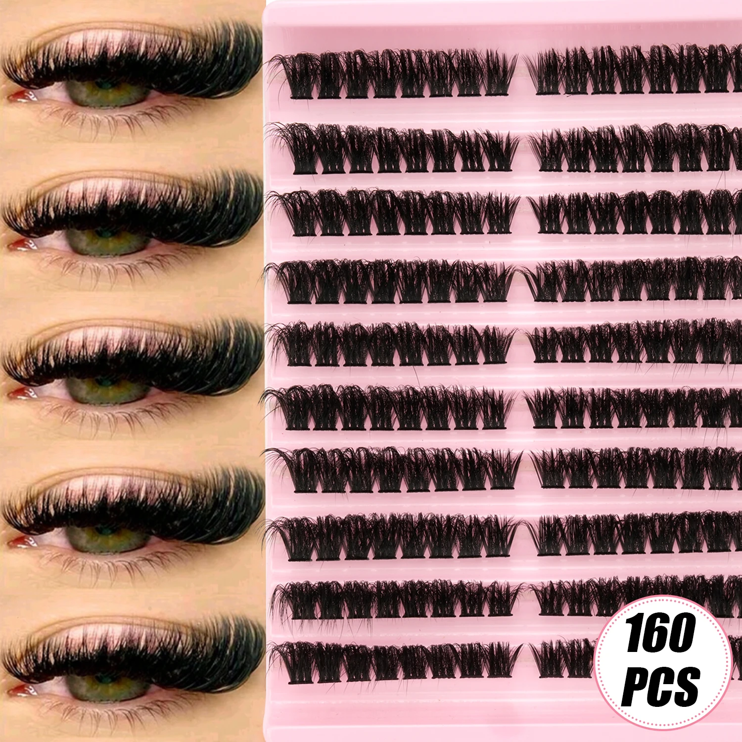 160 PCS Russian Cluster Lashes - đánh giá và giá Eyelash Extension Wispy