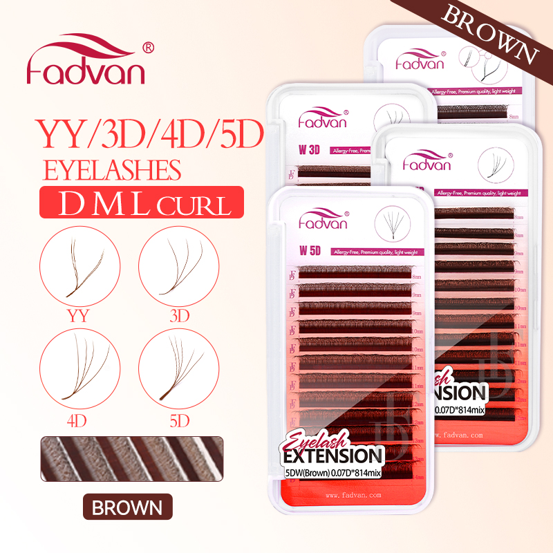 FADVAN Brown 4D/3D/5D lashes W - đánh giá và giá Eyelash Extension For Asian Eyes