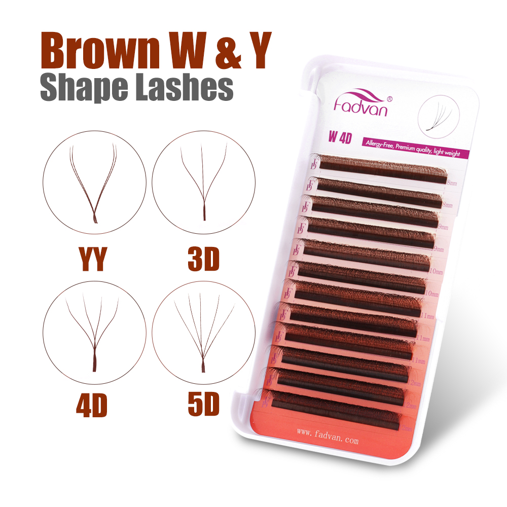 FADVAN Brown 4D/3D/5D lashes W - đánh giá và giá Eyelash Extension For Asian Eyes